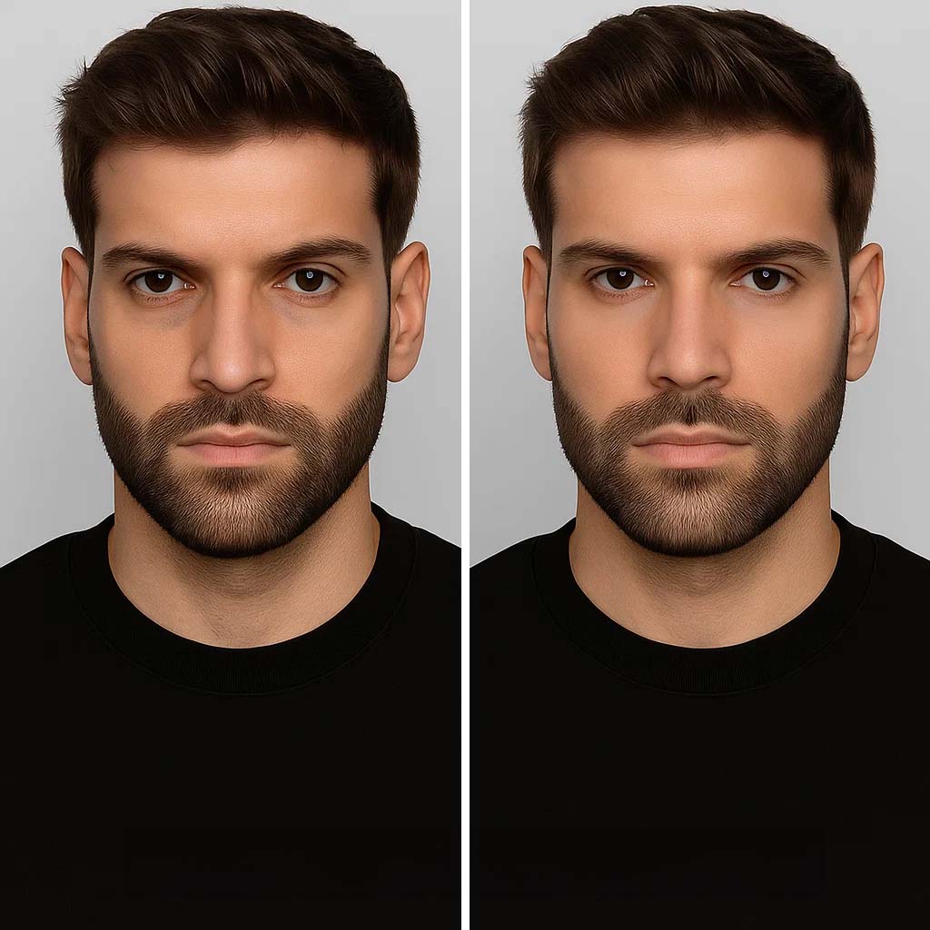 Hombre luego de realizarse un relleno de ojeras en la clínica de fuengirola málaga