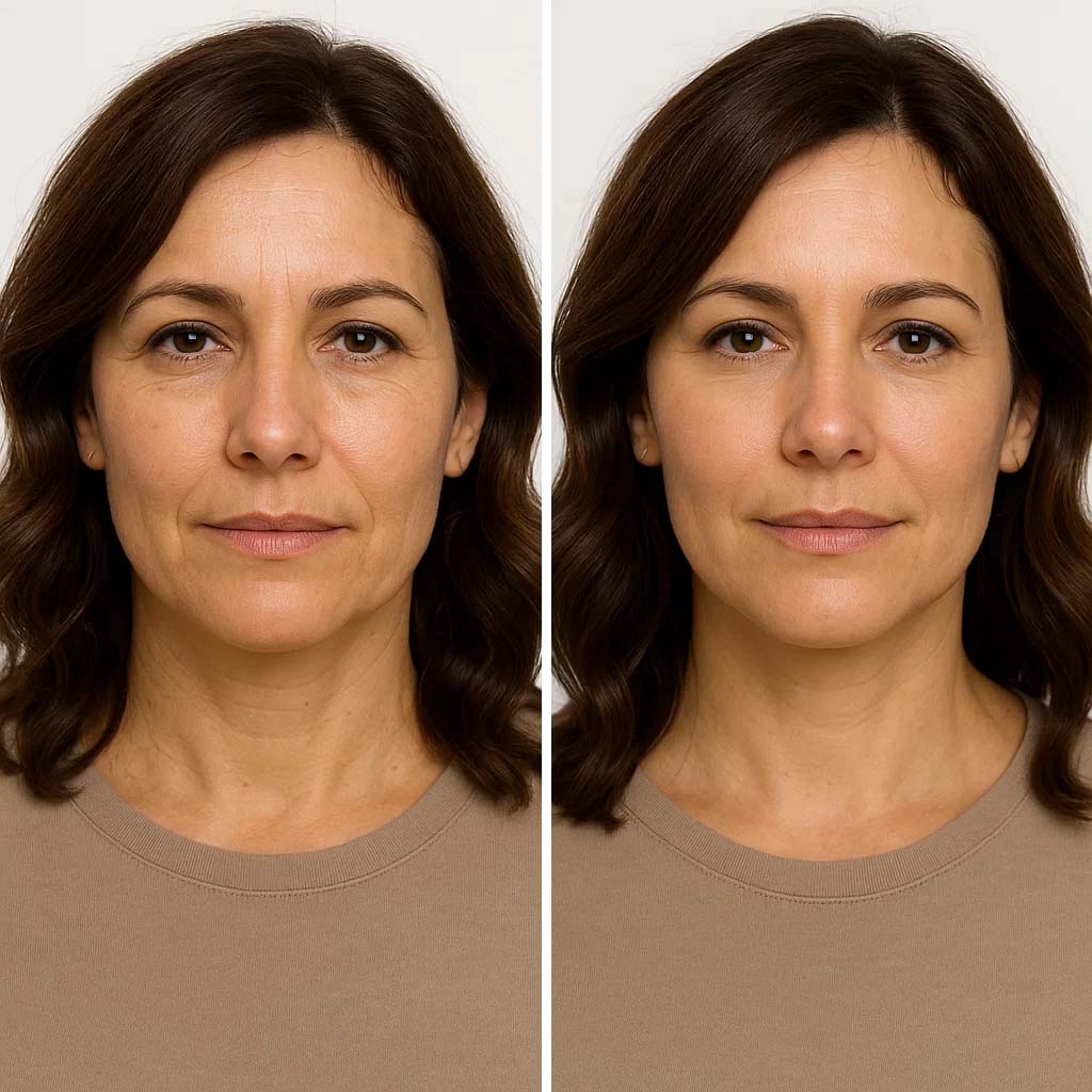 Antes y después de realizar un tratamiento de surco nasogeniano en Fuengirola - Málaga
